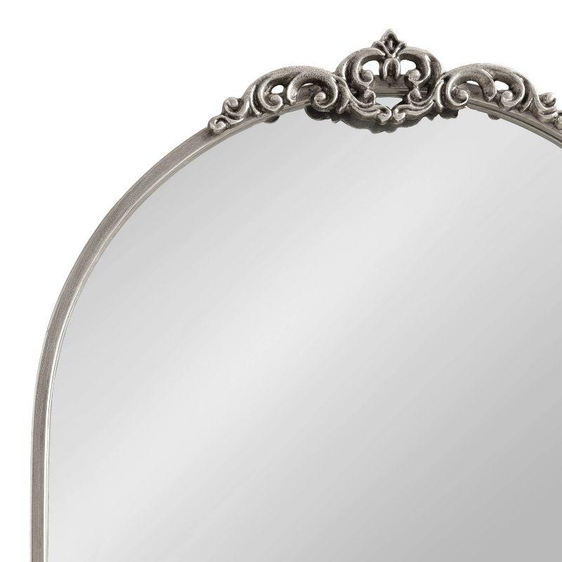 Myrcelle 26" Antique Silver Arched Wall Mirror with Ornate Garland