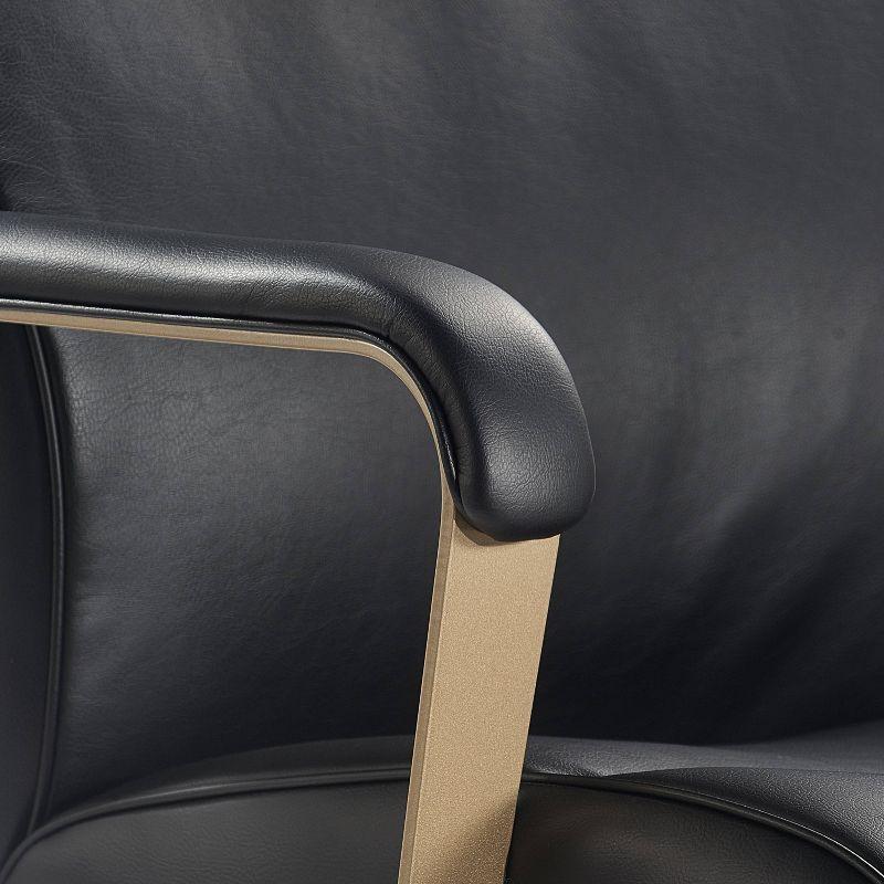 Modern Executive Black Bonded Leather Office Chair with Copper Base