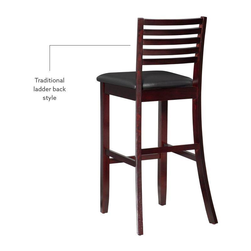 30" Torino Padded Seat Ladder Back Barstool Upholstered Seat - Espresso Wood - Linon