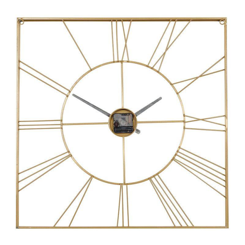 24"x24" Metal Open Frame Square Wall Clock - CosmoLiving by Cosmopolitan