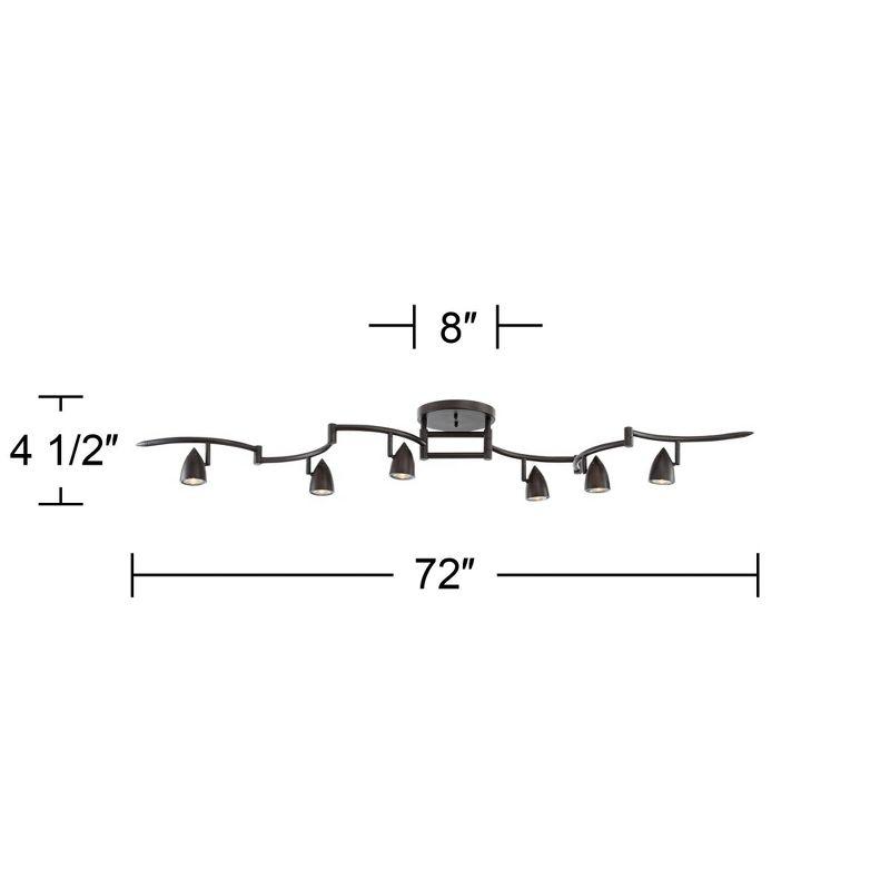 Pro Track Heavy Duty Axel 6-Head LED Ceiling Track Light Fixture Kit Spot Light GU10 Dimmable Black Metal Farmhouse Rustic Kitchen Bathroom 72" Wide