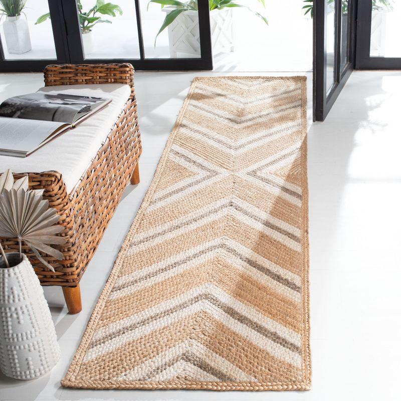 Ivory Geometric 27'' Flat Woven Cotton Area Rug