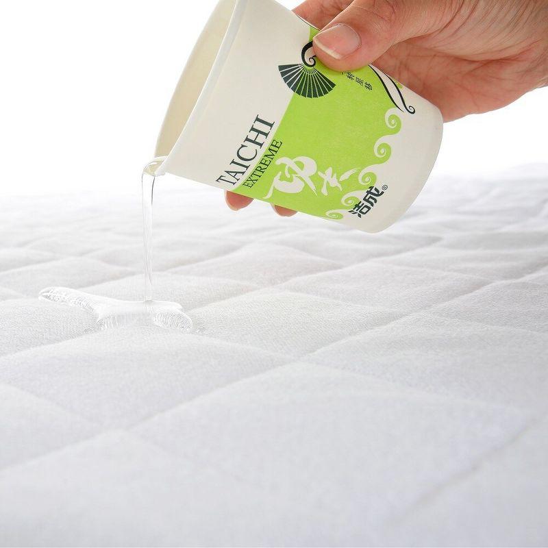 Queen Size White Waterproof Bamboo Mattress Protector Pad