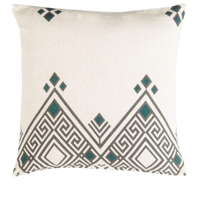 Lancia Beige and Black 20" Cotton Geometric Pillow