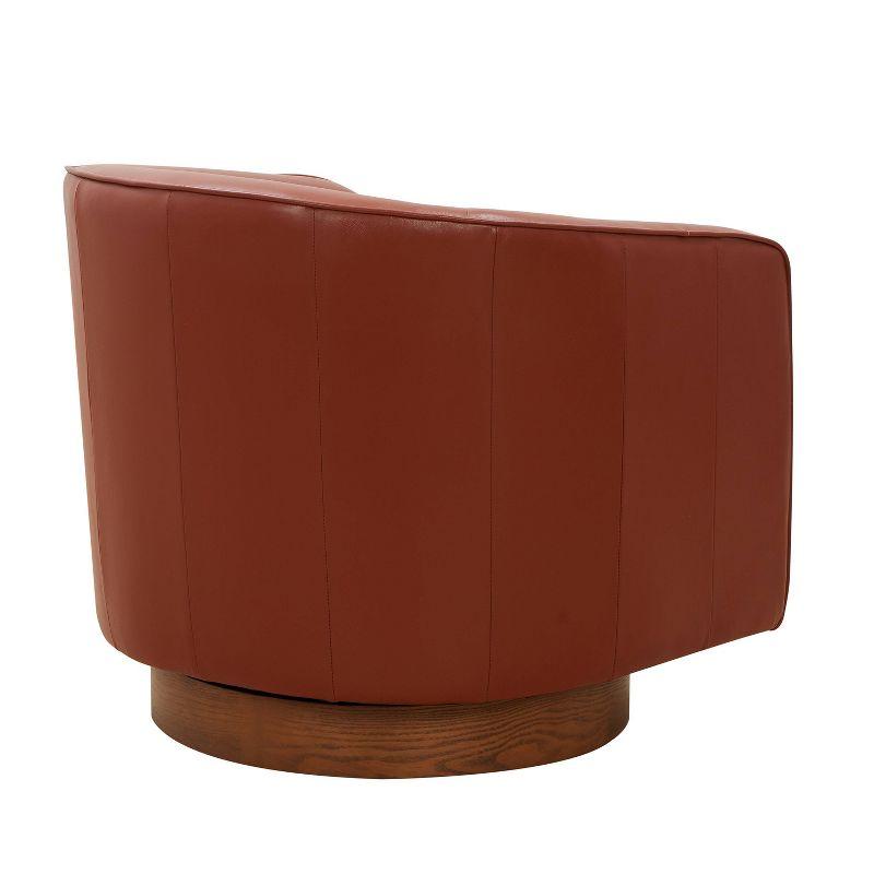 Taos Caramel Top Grain Leather Swivel Barrel Chair