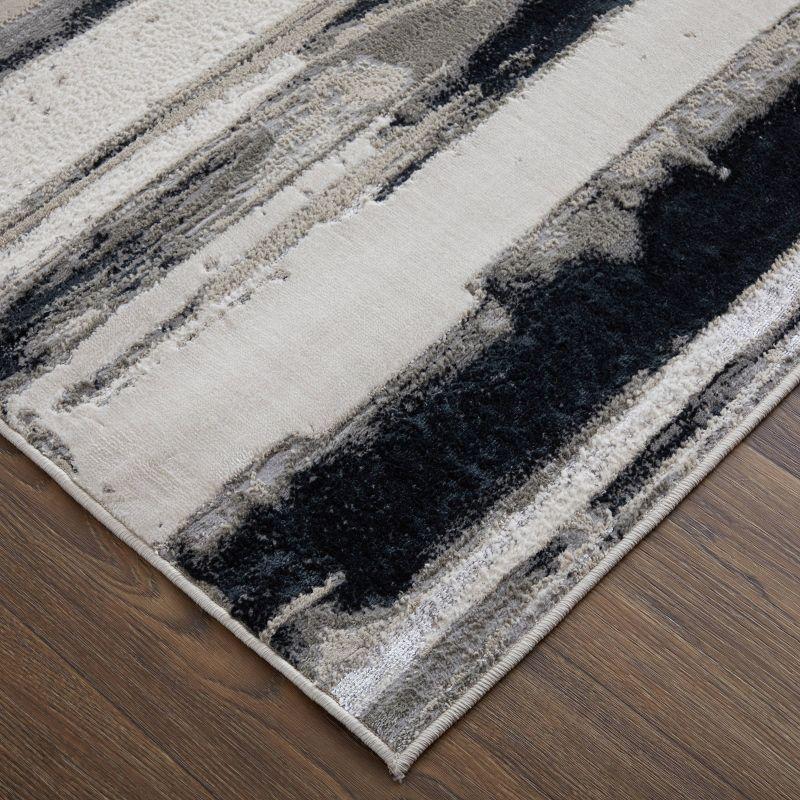 Micah Modern Abstract Black 34" Synthetic Area Rug