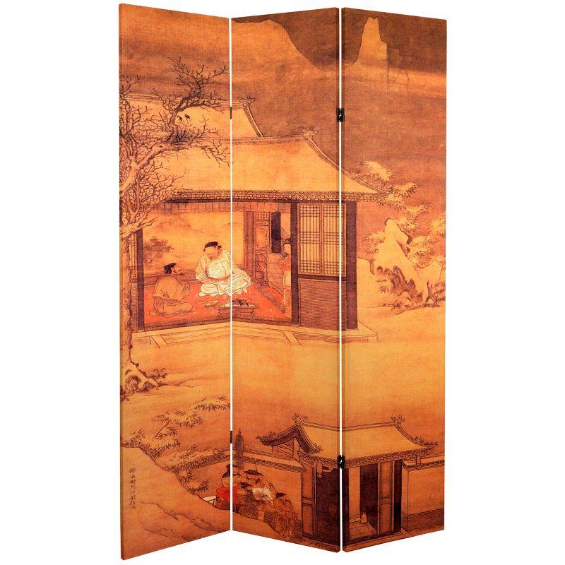 6 ft. Tall Double Sided Chinese Art Canvas Room Divider