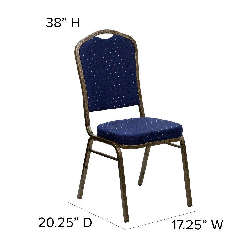 Navy Blue Dot Patterned Fabric Banquet Chair with Gold Vein Frame