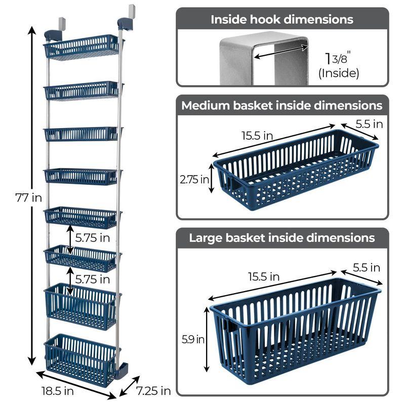 Smart Design 8-Tier Over The Door Hanging Pantry Organizer with 6 full Baskets and 2 Deep Baskets Blue: Kitchen Storage Rack