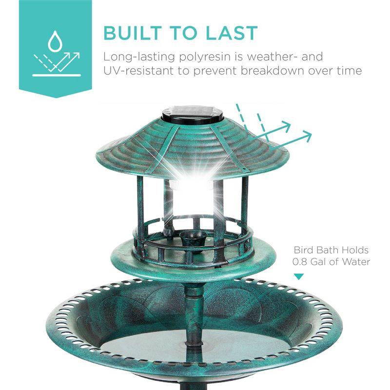 Best Choice Products Solar Outdoor Bird Bath Pedestal Fountain Garden Decoration w/ Fillable Planter Base