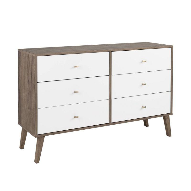 Milo Drifted Gray Mid-Century Modern 6-Drawer Dresser