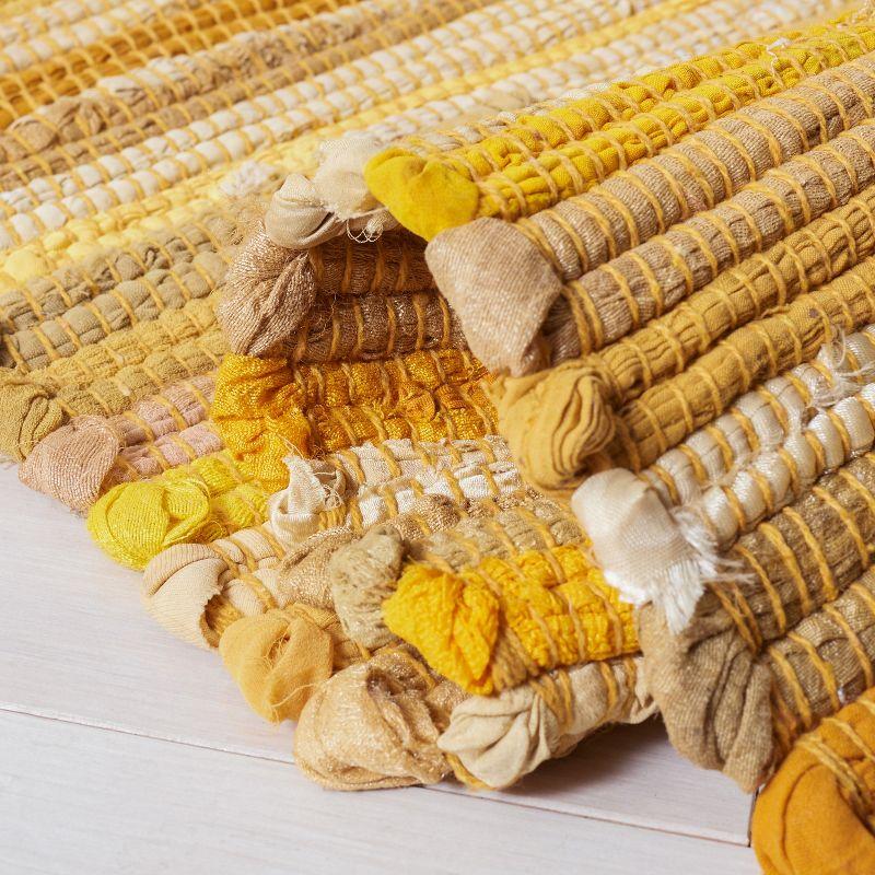 Rag Area Rug RAR130 Hand Woven Area Rug - Yellow/Multi - 4'x4' - Safavieh.