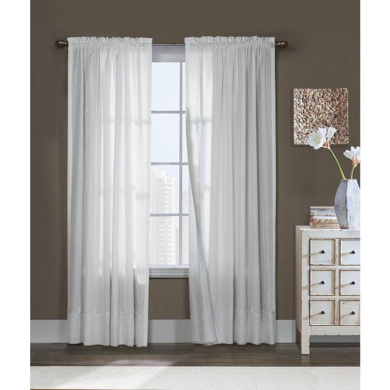 White Polyester Light-Filtering Rod Pocket Kids Curtain Panel