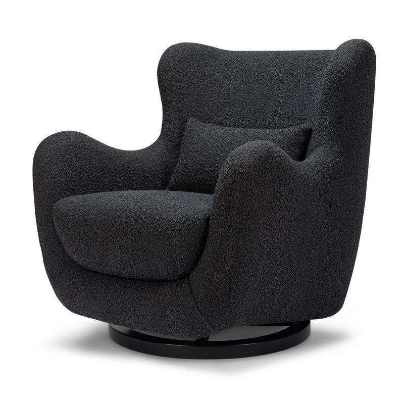 Solstice Swivel Glider in Black Boucle with Curved Back