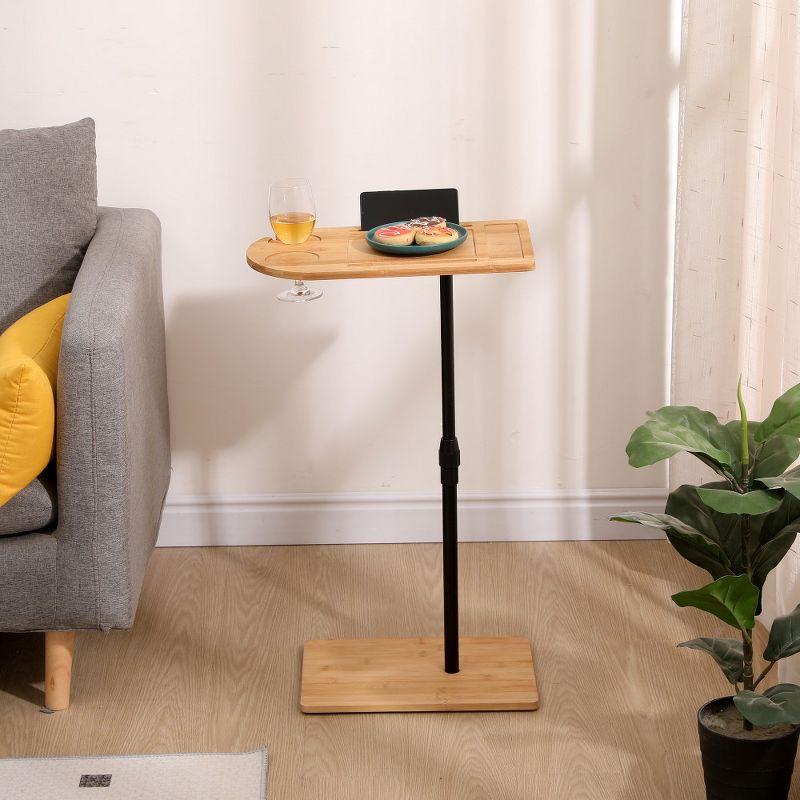 360° Rotatable Sofa Tray Table for Couch Arm - C-Shaped End Table with Phone & Tablet Slots, TV Tray Table, Side Table Tray for Living Room & Bedroom