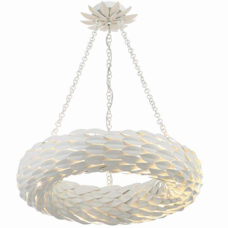 Matte White Wrought Iron 6-Light Candle Chandelier