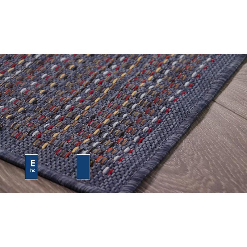 Liora Manne Avena Panel Stripe Indoor/Outdoor Rug Denim 7'10" Square