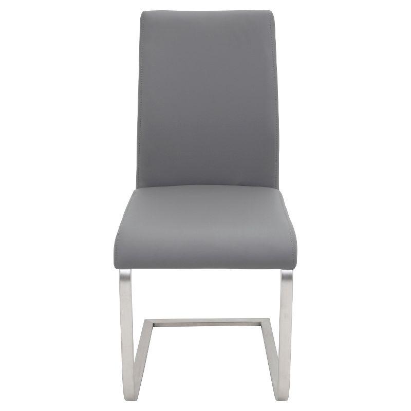 LumiSource Set of 2 Foster Contemporary Dining Chair Stainless Steel/Gray: Upholstered, Steel Frame, Floor Protectors