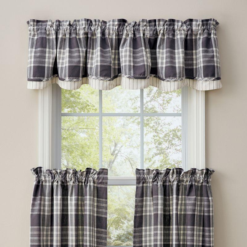 Slate and Cream Plaid Rod Pocket Valance 16''L