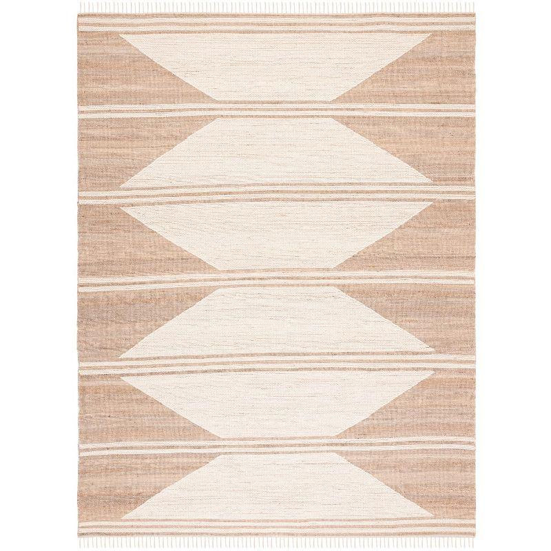Kilim With Fringes KLM451 Hand Woven Area Rug - Natural/Ivory - 8'x10' - Safavieh