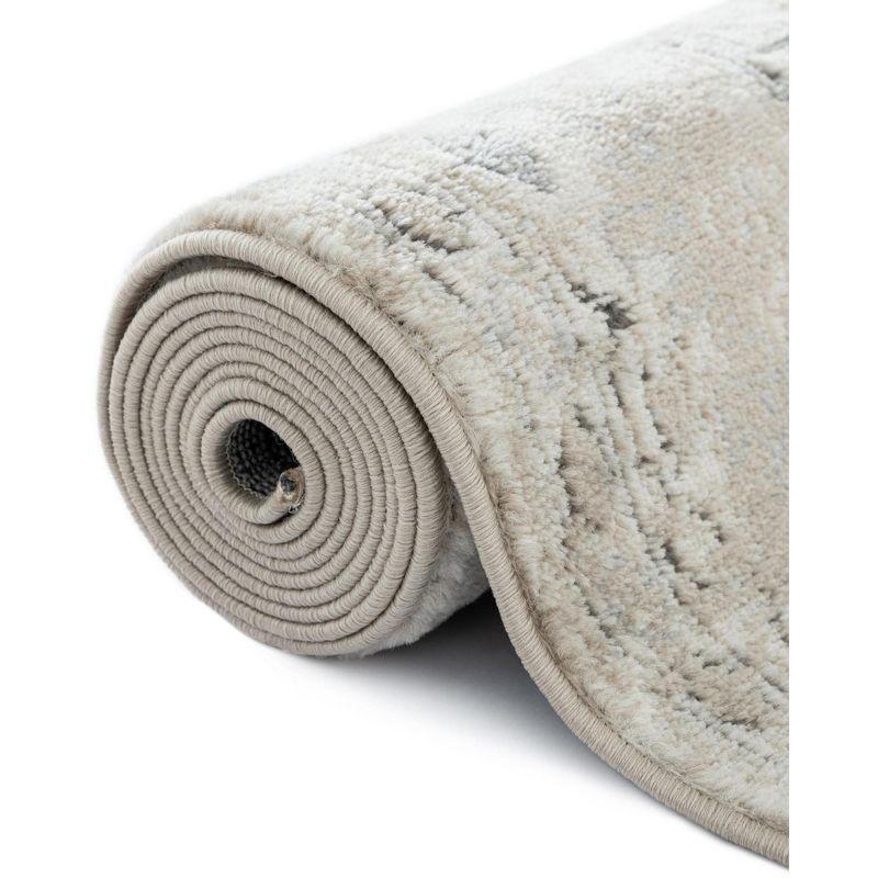 Unique Loom Portland Collection Area Rug - Central (5' 3" Octagon Ivory/Gray)