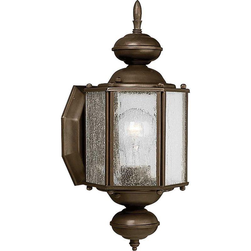 Progress Lighting Roman Coach 1-Light Small Wall Lantern in Antique Bronze with Seeded Glass Shade