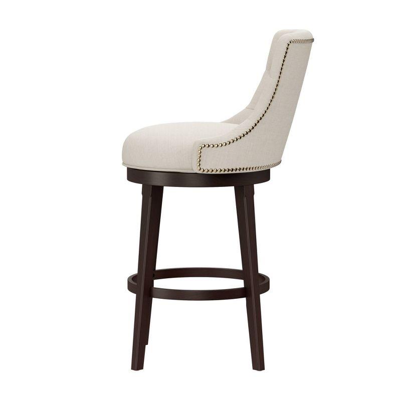 30" Halbrooke Swivel Barstool Smoke/Cream Hillsdale Furniture: Upholstered, Button Tufted, Nailhead Trim