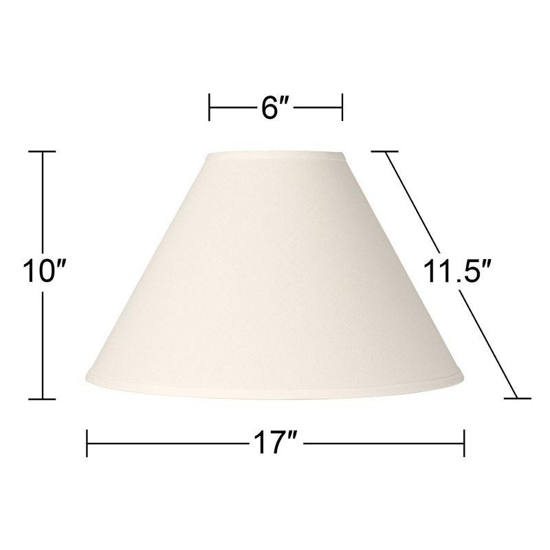 Springcrest Set of 2 Empire Lamp Shades White Linen Chimney Large 6" Top x 17" Bottom x 10" High Spider Harp and Finial Fitting