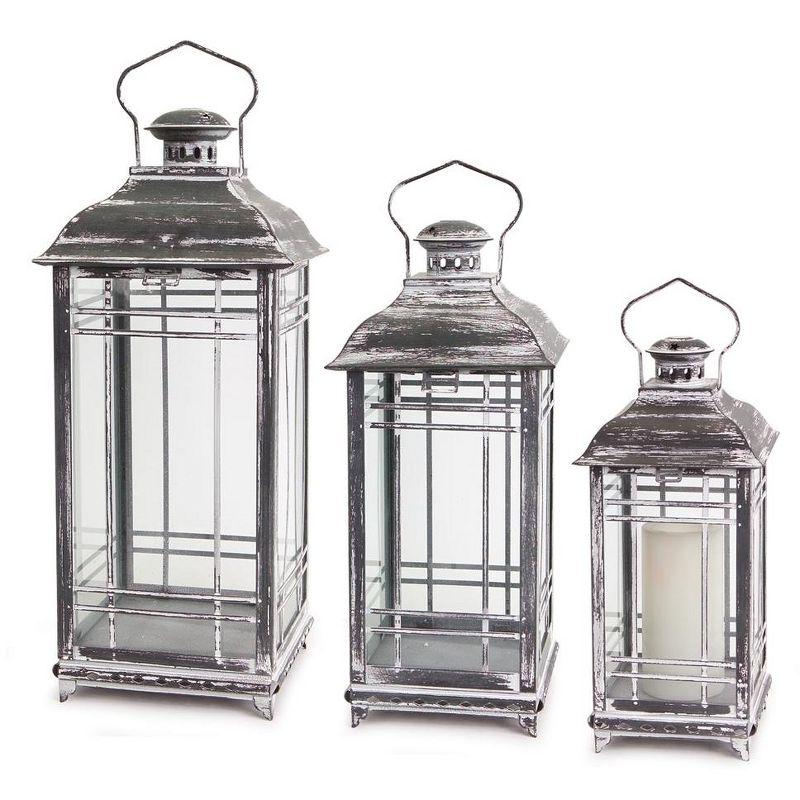 Melrose Grey Traditional Metal Lantern (Set of 3)