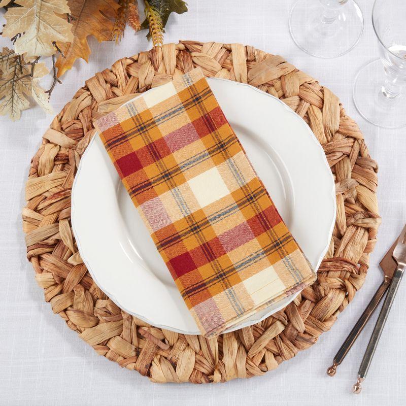 Saro Lifestyle Plaid Napkin, 20" Square, Rust (Set of 4)