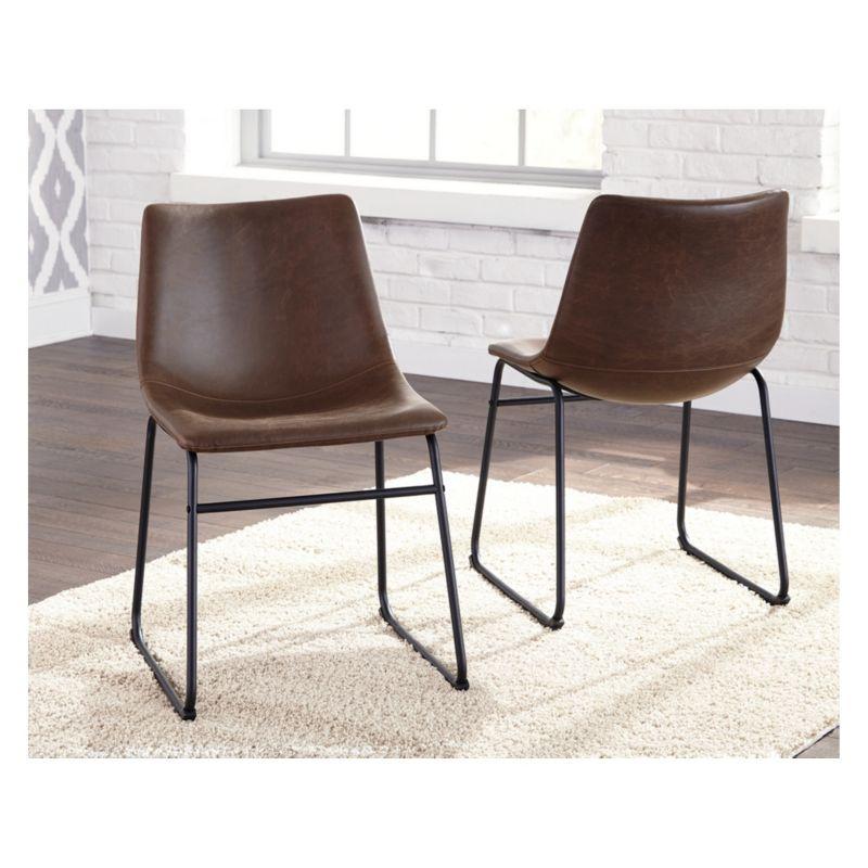 Low Brown Faux Leather Upholstered Metal Side Chair