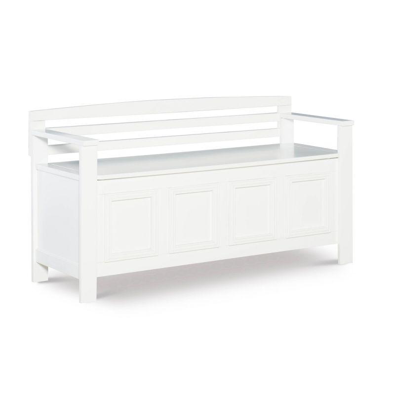 White Coastal Cottage Storage Bench with Flip-Top Lid