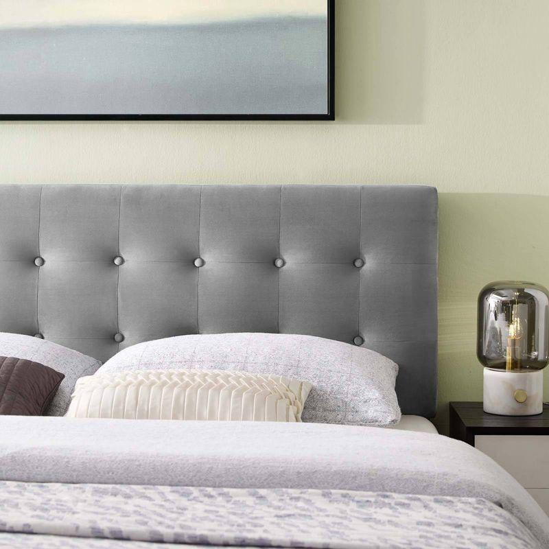 Modway Full Emily Tufted Performance Velvet Headboard Gray: Padded, Adjustable, Wood Frame Mounted