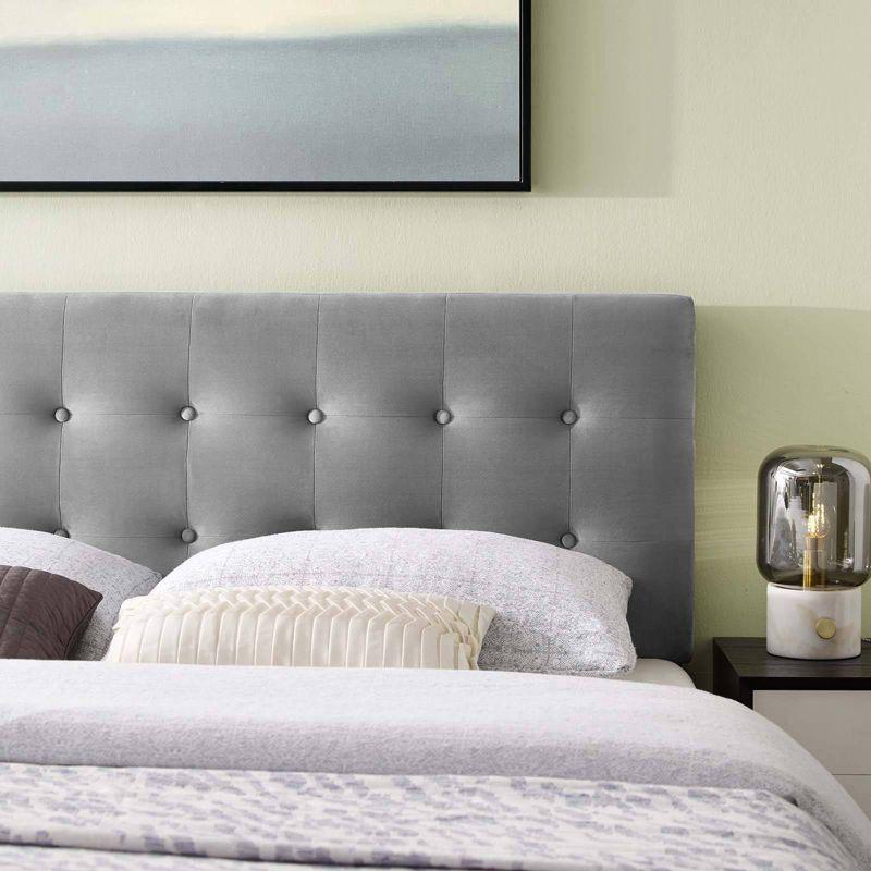 Gray Full Tufted Velvet Upholstered Headboard