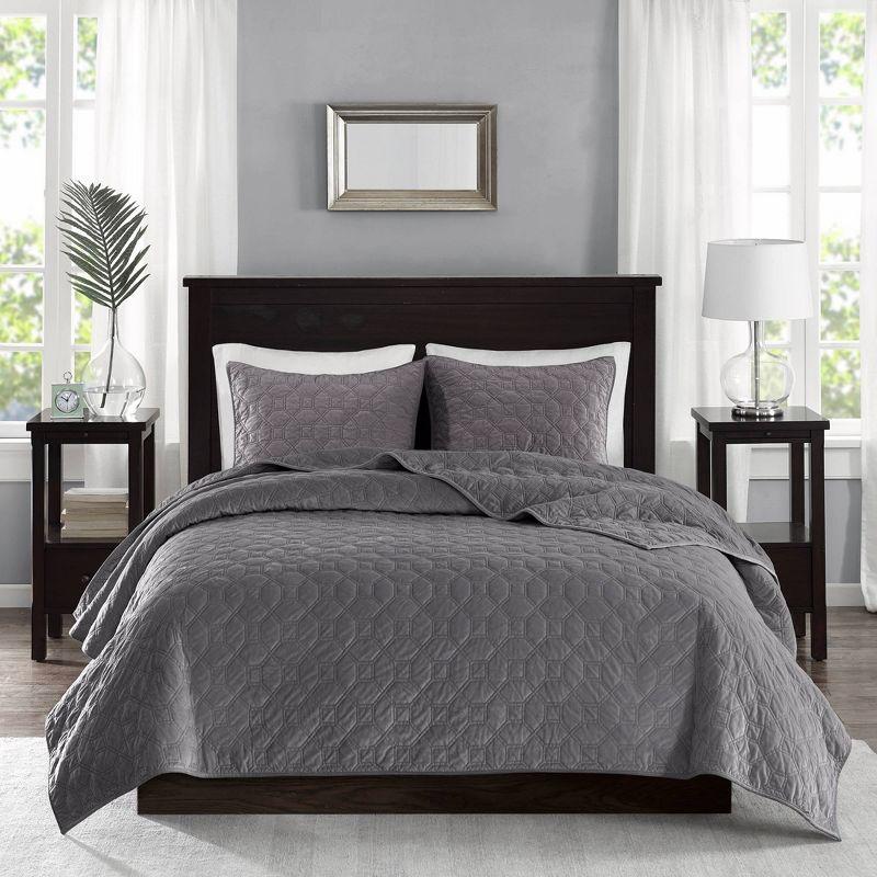 Madison Park Harper 3 Piece Velvet Quilt Set