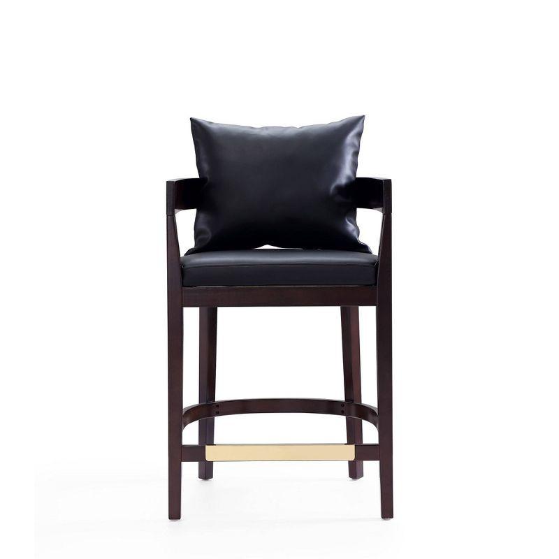 Ritz Beech Wood Counter Height Barstool Black - Manhattan Comfort: Gold Footrest, Upholstered, No Assembly Required