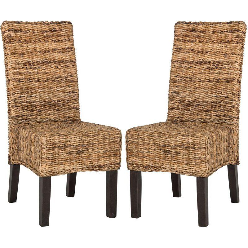 Transitional Woven Cane Side Chair in Natural Brown