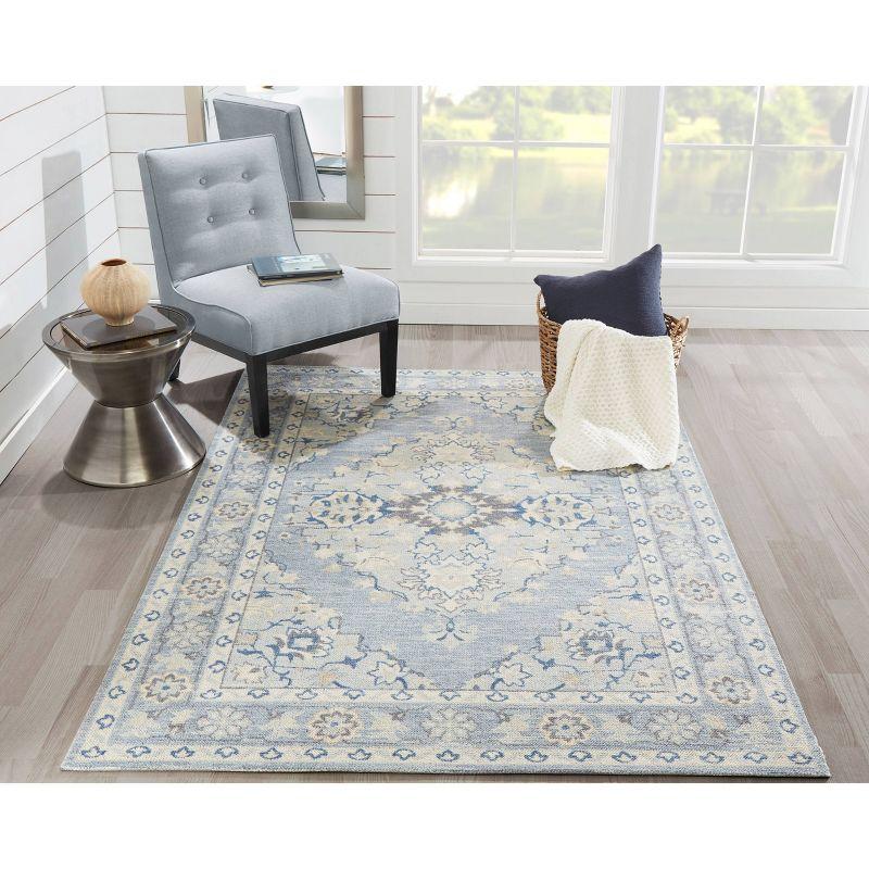 5'3"x7'6" Anatolia Marquis Area Rug Blue - Momeni: Wool & Nylon, Botanical Pattern, Bohemian Style, Low Pile
