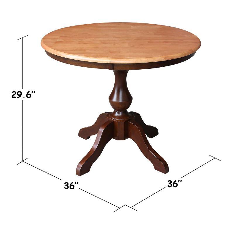 36" Round Cinnamon Espresso Wood Pedestal Dining Table