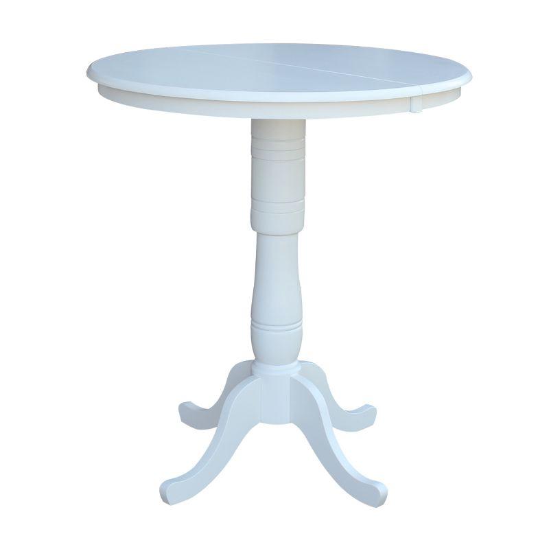 Elegant Round White Solid Wood Extendable Dining Table