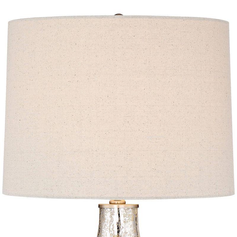 360 Lighting Waylon Modern Table Lamp 28" Tall Textured Mercury Glass Off White Tapered Drum Shade for Bedroom Living Room Bedside Nightstand Office