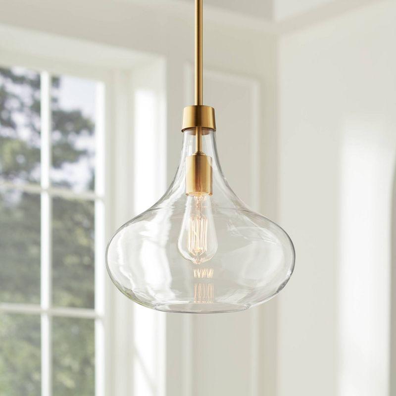 Possini Euro Design Asni Warm Gold Metal Mini Pendant 11" Wide Modern Clear Glass 4-Light Fixture for Dining Room Kitchen Island