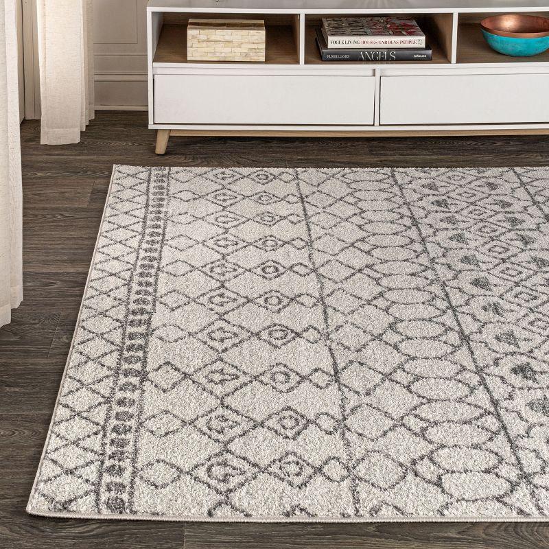 Vintage Moroccan Inspired Easy-Care Gray & Ivory Area Rug