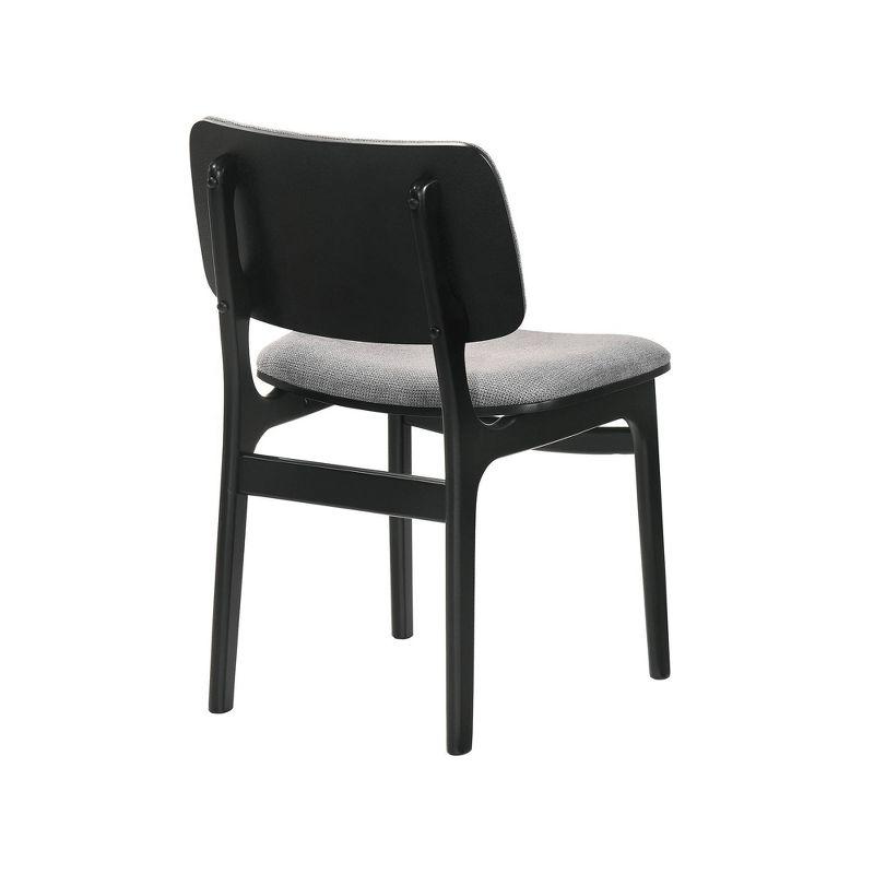 Set of 2 Lima Upholstered Wood Dining Chairs Black - Armen Living: Mid-Century Modern, Rubberwood Frame, Gray Polyester
