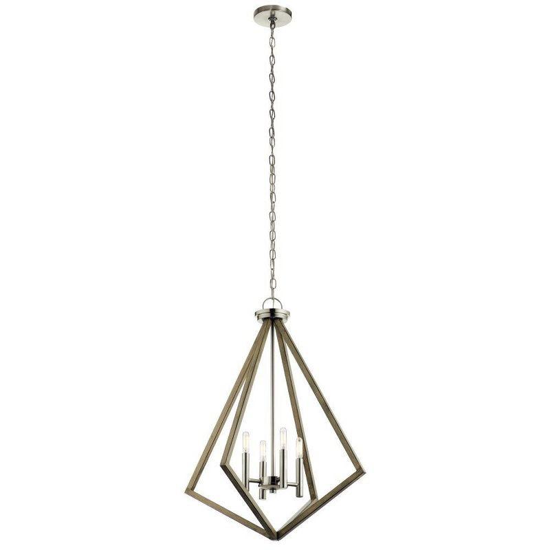 Deryn Distressed Gray 24.25" 4-Light Geometric Chandelier