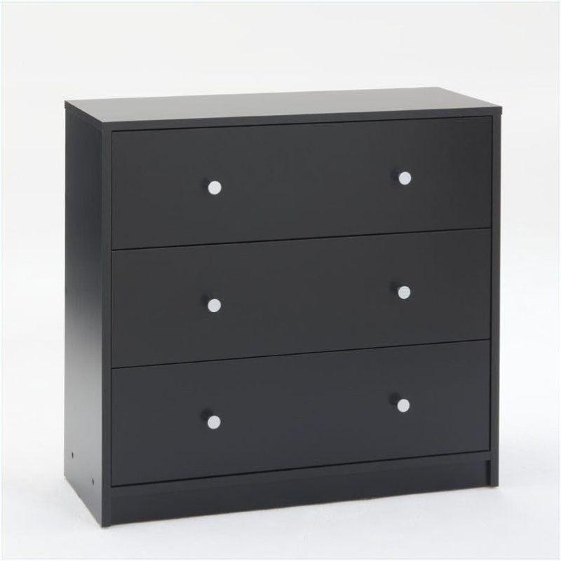 Wood Portland 3 Drawer Chest in Black-Tvilum