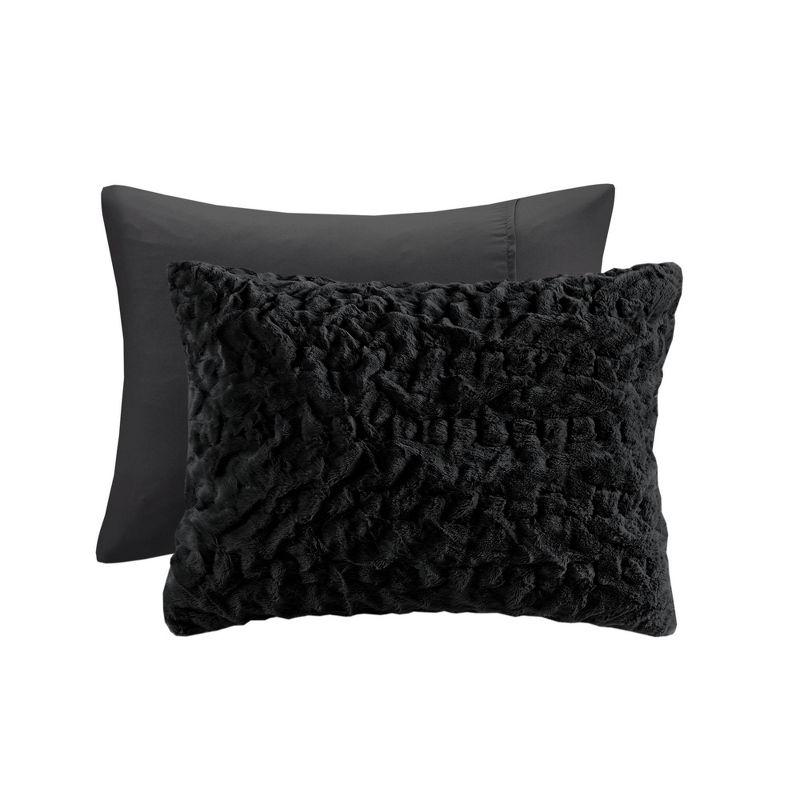 Almagul Ruched Fur Down Alternative Comforter Set