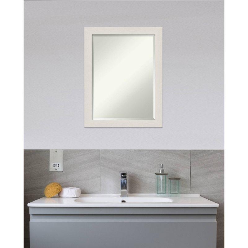 21" x 27" Rustic Plank White Framed Bathroom Vanity Wall Mirror - Amanti Art: Rectangle, Polystyrene Frame, Wall Mount