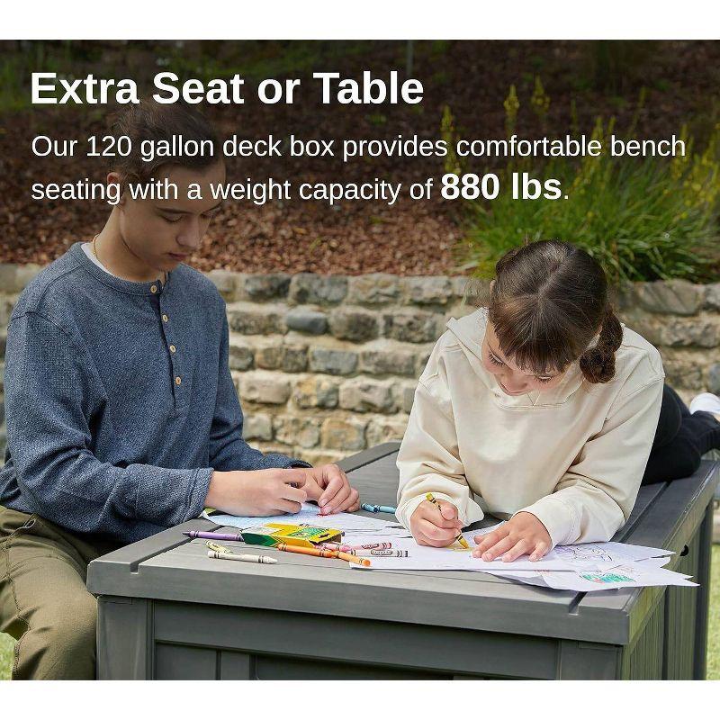 EAST OAK 26.6'' W 120 Gallons Lockable Deck Box in Grey