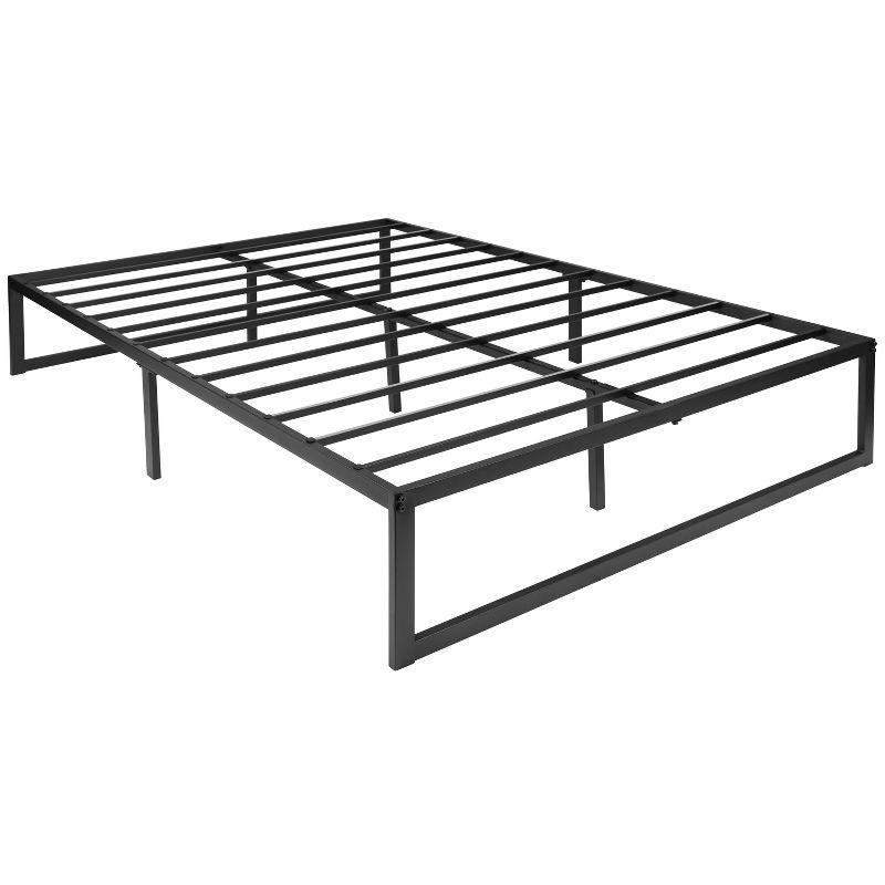 Full Size Black Metal Platform Bed Frame with Slats